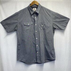 ECKO UNLTD Collar Button-Up Short Sleeve Shirt Men XL Gray Stripes Front Pockets